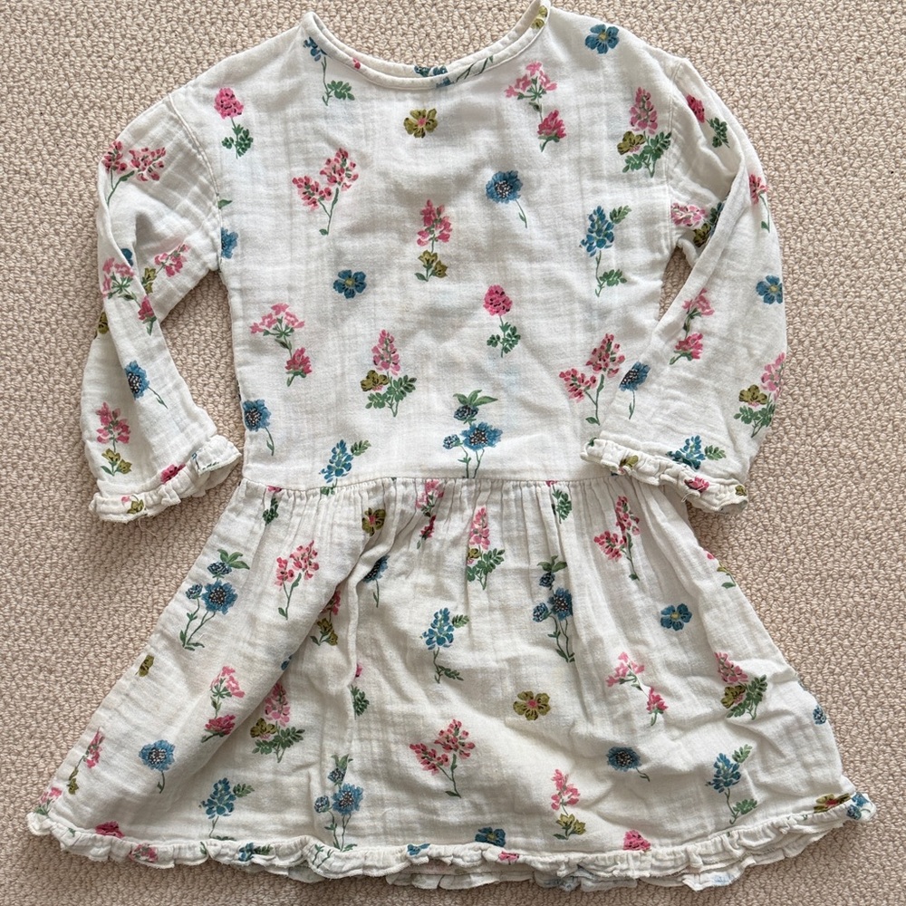 Cath Kidston Floral Kids Dress - White with Pink and Blue